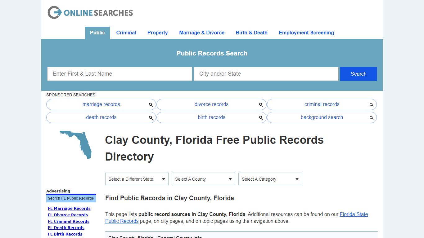 Clay County, Florida Public Records Directory
